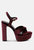 Liddel Burgundy Velvet High Block Heeled Sandals