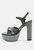 Liddel Grey Velvet High Block Heeled Sandals