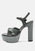 Liddel Grey Velvet High Block Heeled Sandals