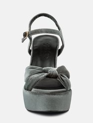Liddel Grey Velvet High Block Heeled Sandals