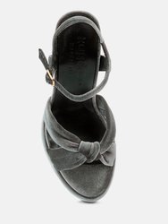 Liddel Grey Velvet High Block Heeled Sandals