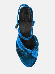 Liddel Royal Blue Velvet High Block Heeled Sandals