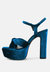 Liddel Royal Blue Velvet High Block Heeled Sandals