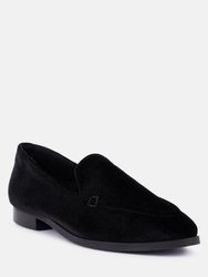 Luxe-lap Black Velvet Handcrafted Loafers - Black