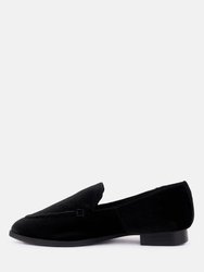 Luxe-lap Black Velvet Handcrafted Loafers