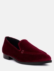 Luxe-lap Burgundy Velvet Handcrafted Loafers - Burgundy