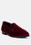 Luxe-lap Burgundy Velvet Handcrafted Loafers - Burgundy