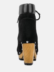 Maaya Black Handcrafted Collared Suede Boot