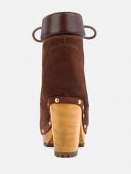 Maaya Brown Handcrafted Collared Suede Boot