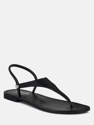 Madeline Black Flat Thong Sandals - Black