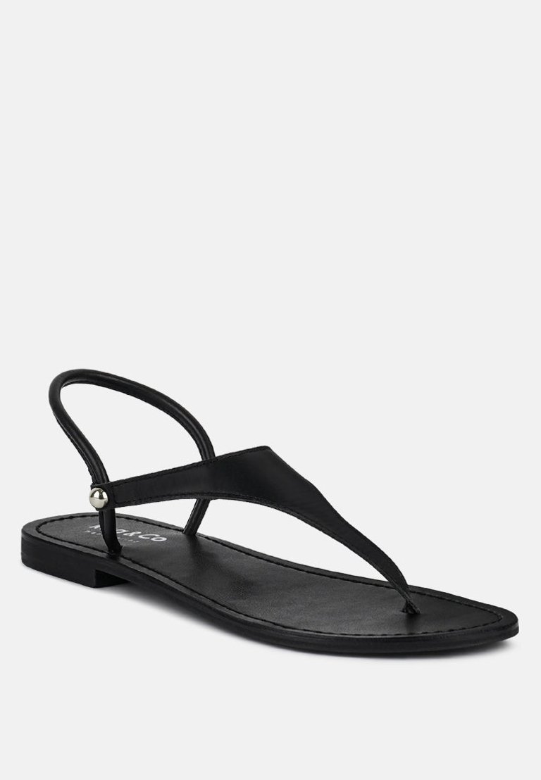 Madeline Black Flat Thong Sandals - Black