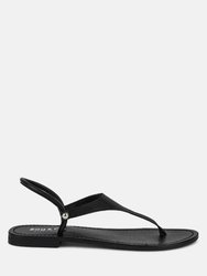 Madeline Black Flat Thong Sandals