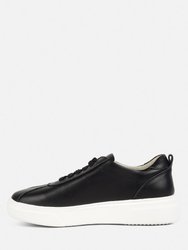 Magull Solid Lace Up Leather Sneakers In Black