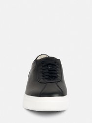 Magull Solid Lace Up Leather Sneakers In Black