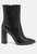 Margen Ankle High Pointed Toe Block Heeled Boot - Black
