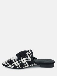Mariana Black Woven Flat Mules With Tassels