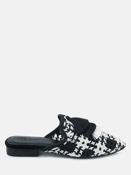 Mariana Black Woven Flat Mules With Tassels