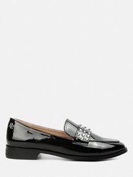 Meanbabe Semicasual Stud Detail Patent Loafers In Black