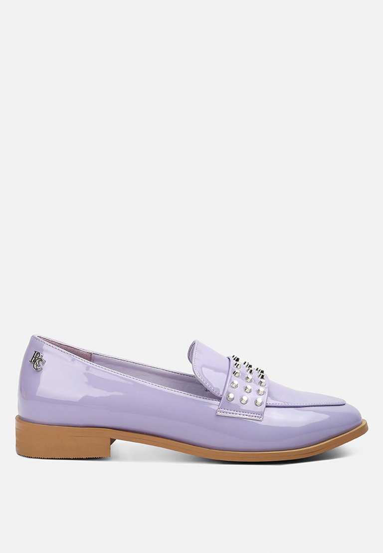 Meanbabe Semicasual Stud Detail Patent Loafers In Lilac