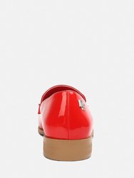 Meanbabe Semicasual Stud Detail Patent Loafers In Red