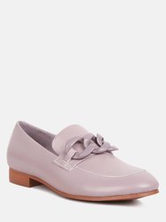 Merva Chunky Chain Leather Loafers In Off Lilac - Lilac