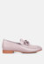 Merva Chunky Chain Leather Loafers In Off Lilac