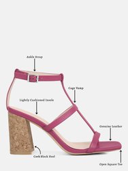 Mirabella Open Square Toe Block Heel Sandals In Fuschia