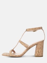 Mirabella Open Square Toe Block Heel Sandals In Natural