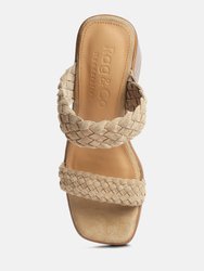 Misaki Braided Detail Chunky Sandals In Beige