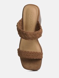 Misaki Braided Detail Chunky Sandals In Tan