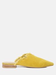 Molly Mustard Frayed Leather Mules