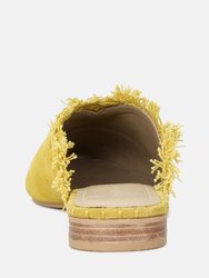 Molly Mustard Frayed Leather Mules