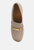Morgan Metallic Embellishment Leather Platform Loafers In Beige