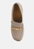 Morgan Metallic Embellishment Leather Platform Loafers In Beige