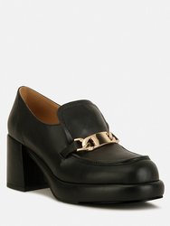 Morgan Metallic Embellishment Leather Platform Loafers In Black