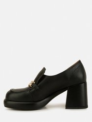 Morgan Metallic Embellishment Leather Platform Loafers In Black