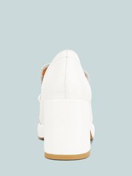 Morgan Metallic Embellishment Leather Platform Loafers In White