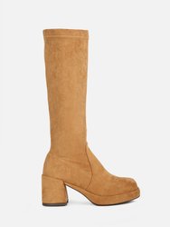 Morpin Tan Stretch Suede Calf Boots