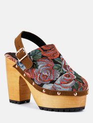 Mural Tapestry Handcrafted Clogs - Floral/Multi