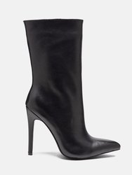 Nagini Over Ankle Pointed Toe High Heeled Boot - Black - Black