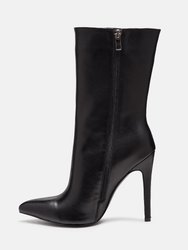 Nagini Over Ankle Pointed Toe High Heeled Boot - Black