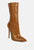 Nagini Over Ankle Pointed Toe High Heeled Boot In Tan - Tan