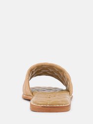 Odalta Beige Handcrafted Quilted Summer Flats