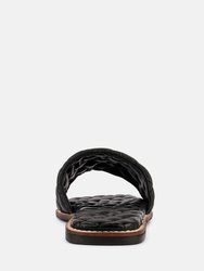 Odalta Black Handcrafted Quilted Summer Flats