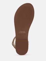 Oprah Studs Embellished Flat Sandals In Gold