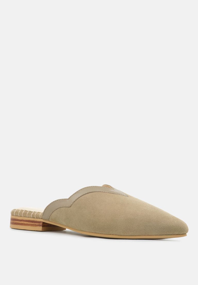 Orla Taupe Classic Suede Walking Mules - Taupe