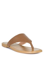 Orofer Tan Soft Leather Luxury Thong Flats