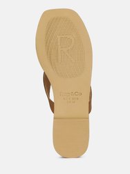 Orofer Tan Soft Leather Luxury Thong Flats