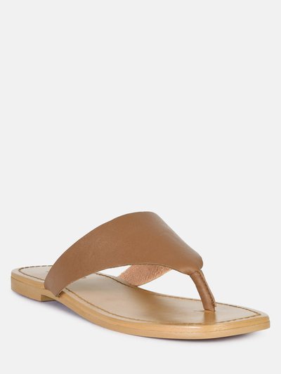 Rag & Co Orofer Tan Soft Leather Luxury Thong Flats product