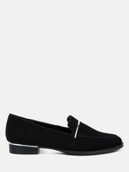 Paulina Black Suede Leather Loafers